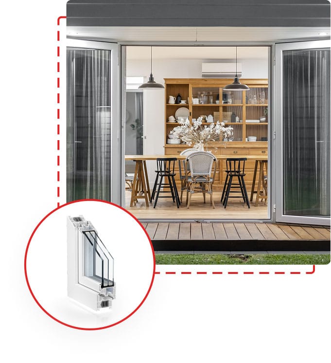 View of double glazed french doors with a view of the internal glass
